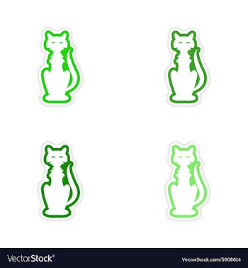 Assembly realistic sticker design on paper cat vector image