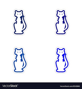 Assembly realistic sticker design on paper cat vector image