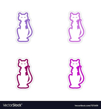 Assembly realistic sticker design on paper cat vector image
