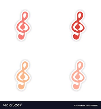 Assembly realistic sticker design on paper clef vector image