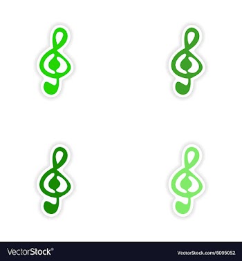Assembly realistic sticker design on paper clef vector image