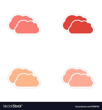 Assembly realistic sticker design on paper clouds vector image