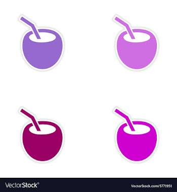 Assembly realistic sticker design on paper coconut vector image