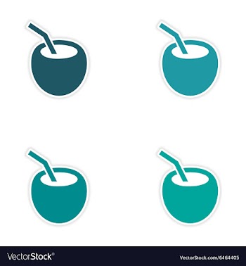 Assembly realistic sticker design on paper coconut vector image