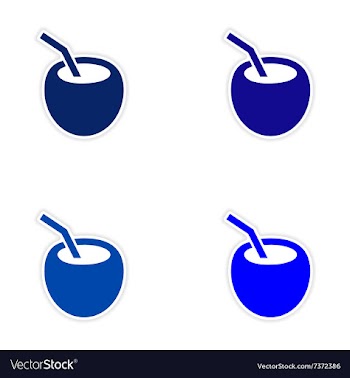 Assembly realistic sticker design on paper coconut vector image