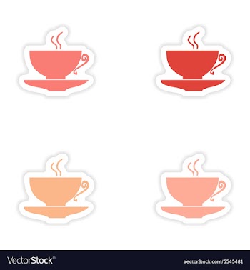 Assembly realistic sticker design on paper cofee vector image