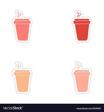 Assembly realistic sticker design on paper cofee vector image
