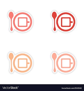 Assembly realistic sticker design on paper cofee vector image