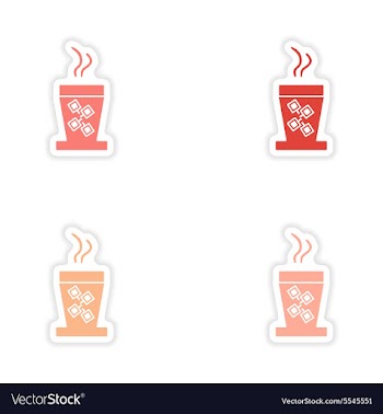 Assembly realistic sticker design on paper cofee vector image
