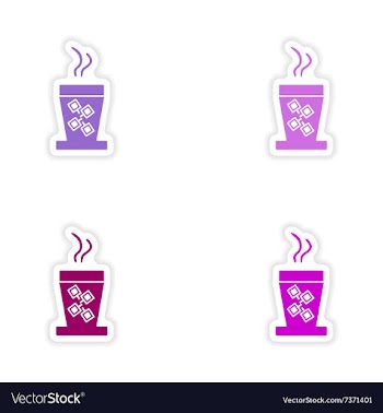 Assembly realistic sticker design on paper cofee vector image