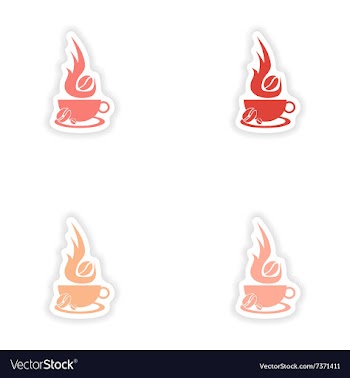 Assembly realistic sticker design on paper coffee vector image