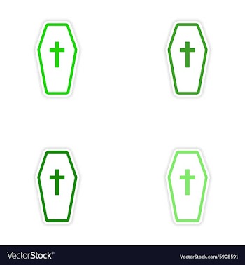 Assembly realistic sticker design on paper coffin vector image