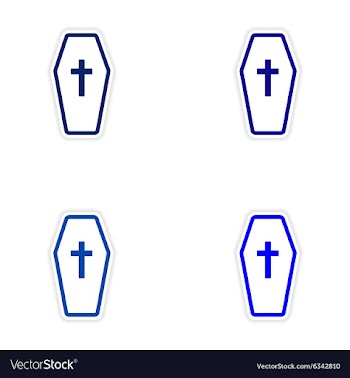 Assembly realistic sticker design on paper coffin vector image