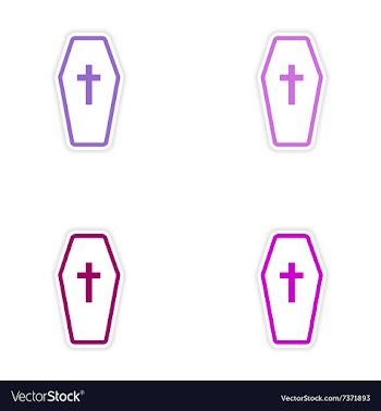 Assembly realistic sticker design on paper coffin vector image