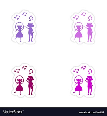 Assembly realistic sticker design on paper couple vector image