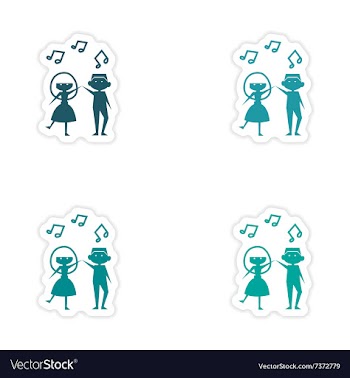 Assembly realistic sticker design on paper couple vector image