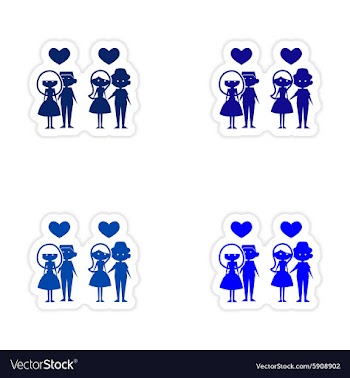 Assembly realistic sticker design on paper couples vector image