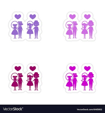 Assembly realistic sticker design on paper couples vector image