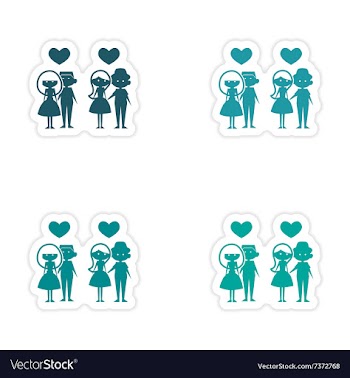 Assembly realistic sticker design on paper couples vector image