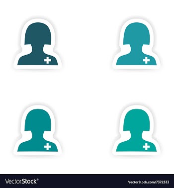 Assembly realistic sticker design on paper doctor vector image