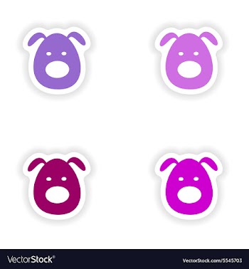 Assembly realistic sticker design on paper dogs vector image