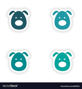 Assembly realistic sticker design on paper dogs vector image