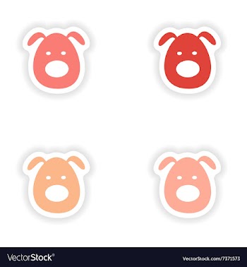 Assembly realistic sticker design on paper dogs vector image