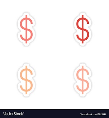Assembly realistic sticker design on paper dollars vector image