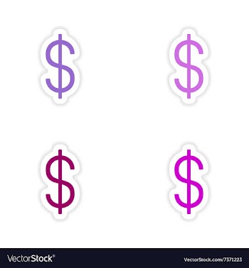 Assembly realistic sticker design on paper dollars vector image