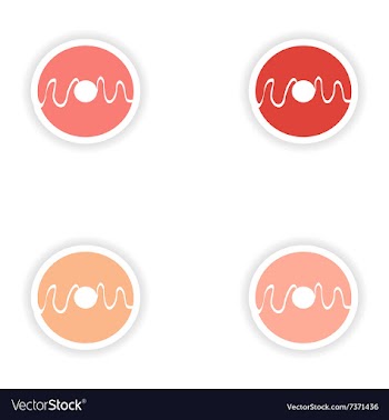 Assembly realistic sticker design on paper donut vector image