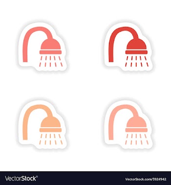 Assembly realistic sticker design on paper douche vector image