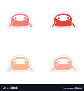 Assembly realistic sticker design on paper drums vector image