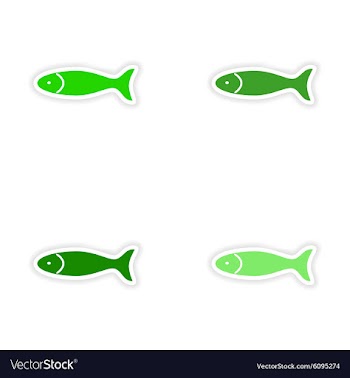 Assembly realistic sticker design on paper fish vector image