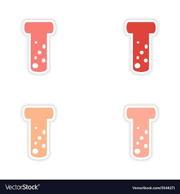Assembly realistic sticker design on paper flask vector image