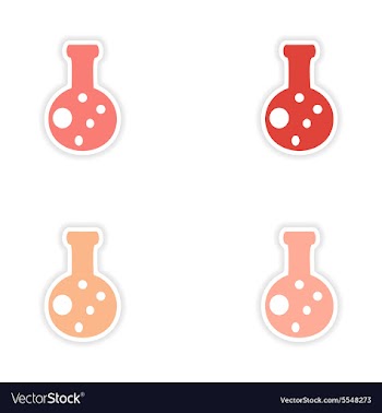 Assembly realistic sticker design on paper flask vector image