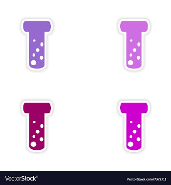 Assembly realistic sticker design on paper flask vector image