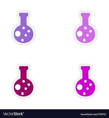 Assembly realistic sticker design on paper flask vector image
