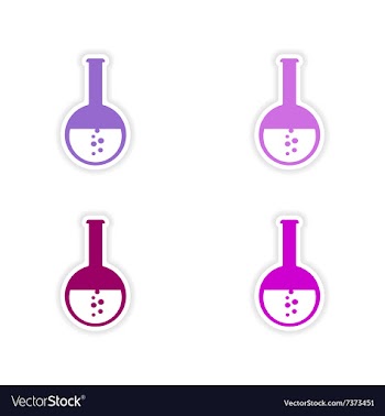 Assembly realistic sticker design on paper flasks vector image