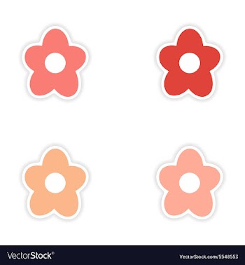 Assembly realistic sticker design on paper flower vector image