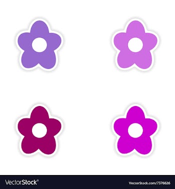 Assembly realistic sticker design on paper flower vector image