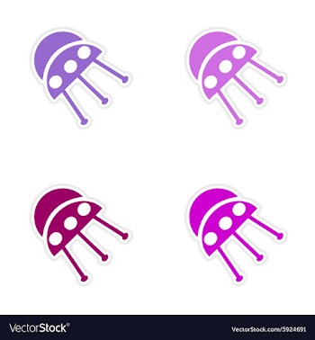 Assembly realistic sticker design on paper flying vector image