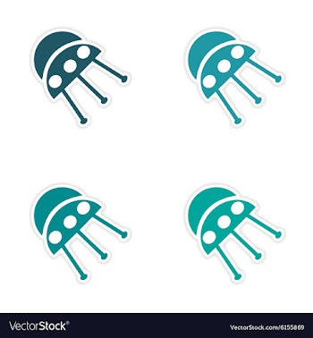 Assembly realistic sticker design on paper flying vector image