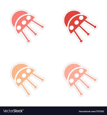 Assembly realistic sticker design on paper flying vector image