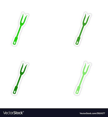 Assembly realistic sticker design on paper fork vector image