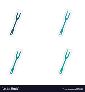 Assembly realistic sticker design on paper fork vector image