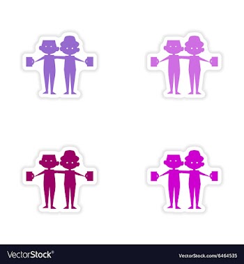 Assembly realistic sticker design on paper friends vector image