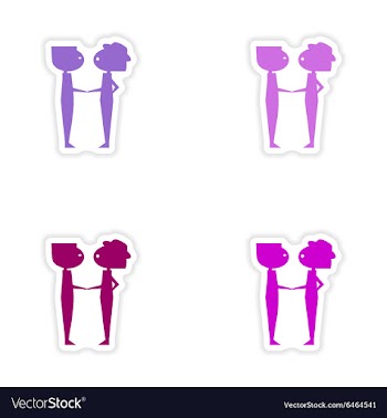 Assembly realistic sticker design on paper friends vector image