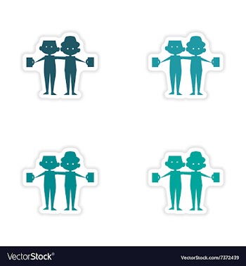 Assembly realistic sticker design on paper friends vector image