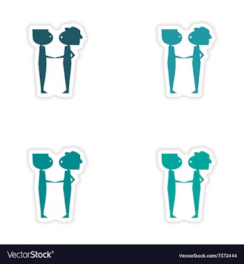 Assembly realistic sticker design on paper friends vector image