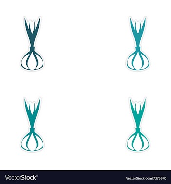 Assembly realistic sticker design on paper garlic vector image